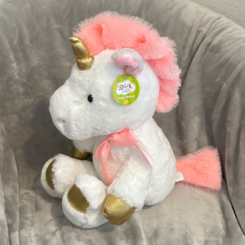 Adorable Unicorn Plush Toy - White and Gold - Picture 3 of 5